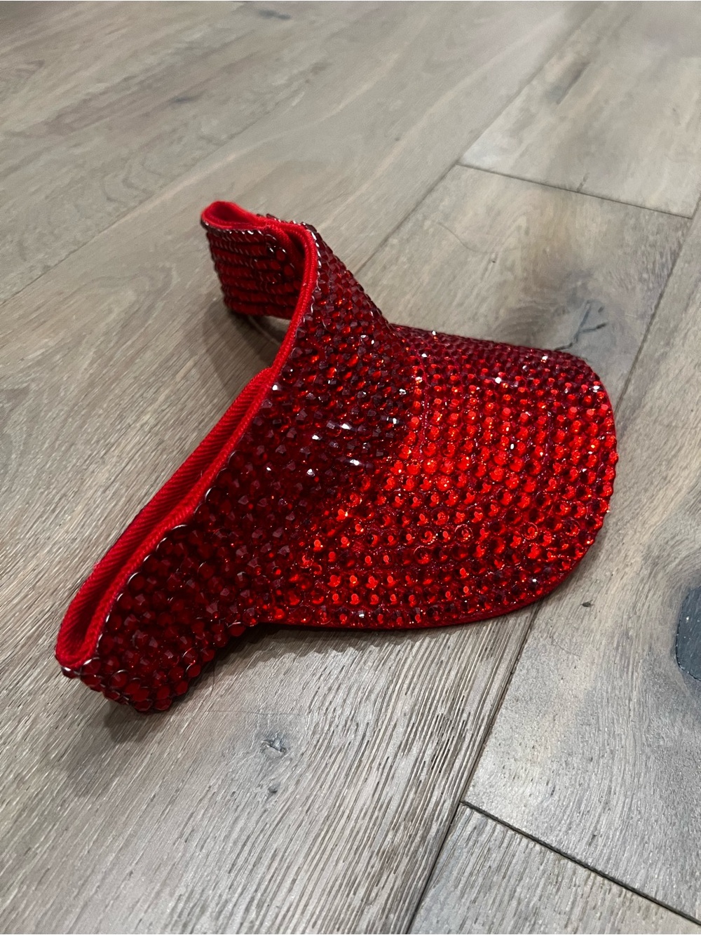 Amazon Red Crystal Rhinestone Visor Hat - Picture 3 of 4